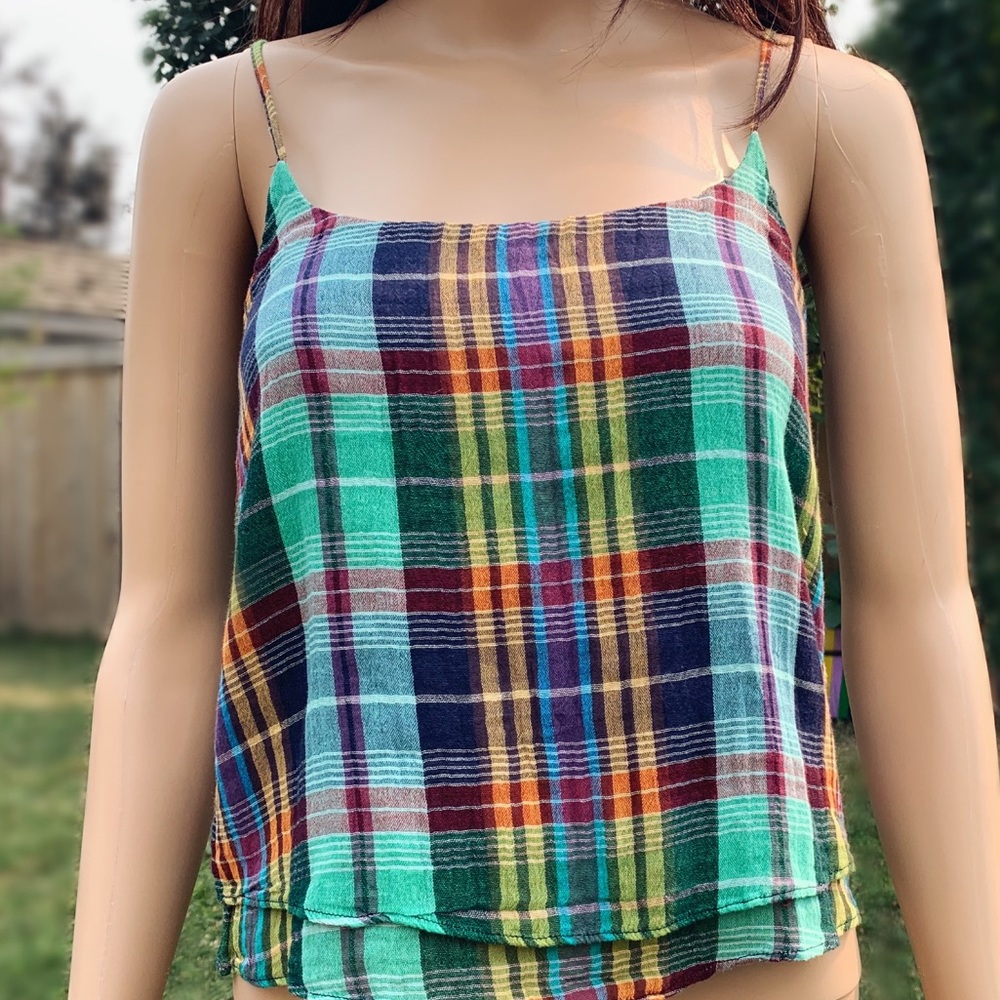 NWT Polo Ralph Lauren rainbow plaid boho tank top - Picture 3 of 15